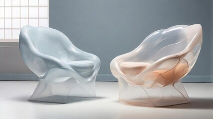 transparent chairs in an empty room with a window