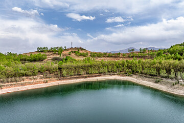 Fototapeta premium Scenery of Lianhu Lake Scenic Area, Xining City, Qinghai Province, China