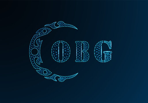 Low poly letter logo OBG design. OBG letter logo low poly vector design on blue color gradient background. OBG logo low poly design