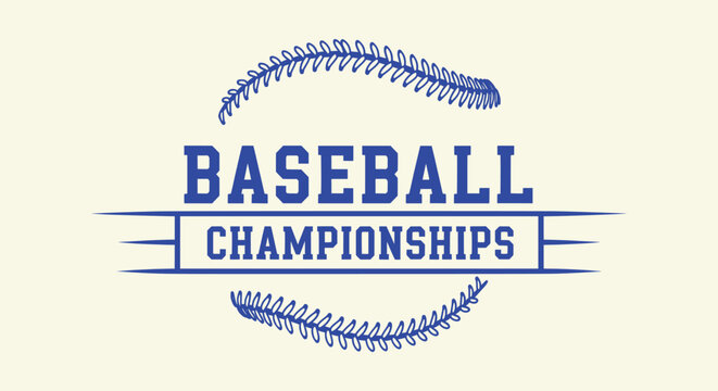 Vintage Baseball Championships Sporting Event Logo Emblem Design with Retro Stitches