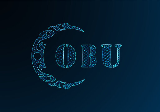 Low poly letter logo OBU design. OBU letter logo low poly vector design on blue color gradient background. OBU logo low poly design
