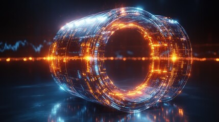 Obraz premium Futuristic glowing technological portal cylinder