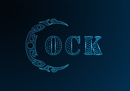 Low poly letter logo OCK design. OCK letter logo low poly vector design on blue color gradient background. OCK logo low poly design