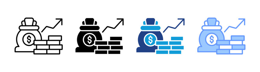 Obraz premium Money Bag icon set multiple style collection