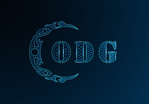 Low poly letter logo ODG design. ODG letter logo low poly vector design on blue color gradient background. ODG logo low poly design