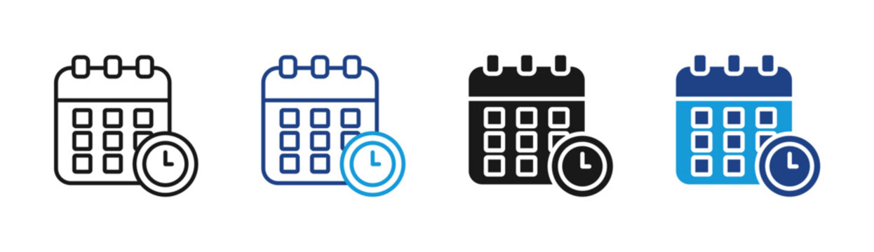 Work Schedule icon set multiple style collection