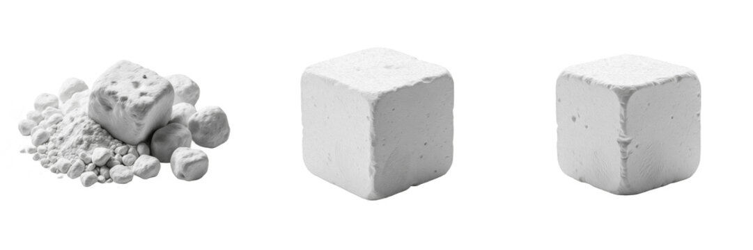 Professional Gym Chalk Set - Realistic Magnesium Carbonate Blocks and Powder for Weightlifting, Rock Climbing, and Gymnastics Isolated on White Background