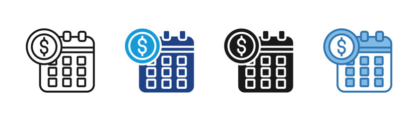 Fototapeta premium Financial Schedule icon set multiple style collection