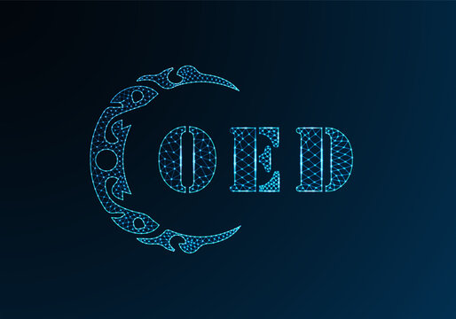 Low poly letter logo OED design. OED letter logo low poly vector design on blue color gradient background. OED logo low poly design