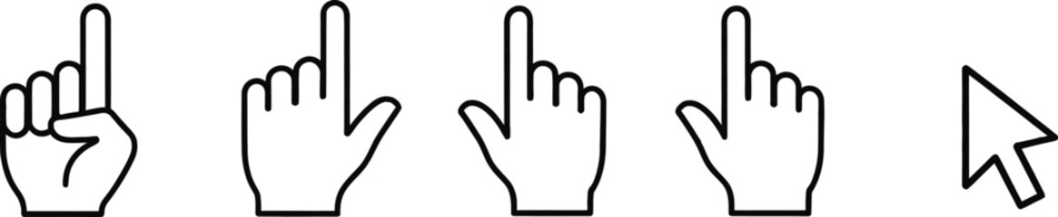 Fototapeta premium Computer mouse pointer and hand cursor icons