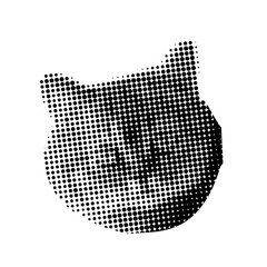 Halftone cat face illustration isolated on Transparent Background © Cybrart