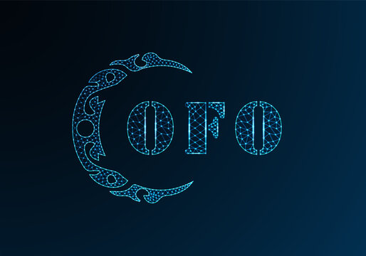 Low poly letter logo OFO design. OFO letter logo low poly vector design on blue color gradient background. OFO logo low poly design