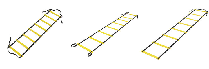 Professional Agility Training Ladder Set - Adjustable Speed Ladders for Football, Soccer, and Athletic Coordination Drills Isolated on White Background © Ibrar