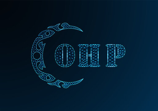 Low poly letter logo OHP design. OHP letter logo low poly vector design on blue color gradient background. OHP logo low poly design