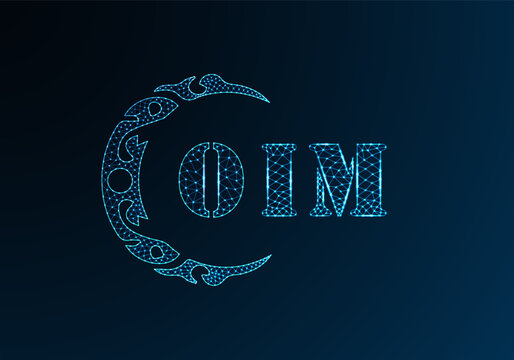 Low poly letter logo OIM design. OIM letter logo low poly vector design on blue color gradient background. OIM logo low poly design