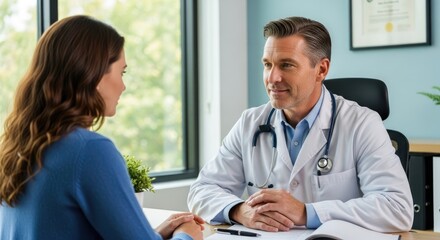 Obraz premium A doctor and patient in a medical office setting.