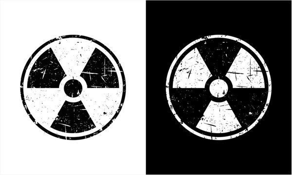 Grunge style radioactive symbol warning sign.