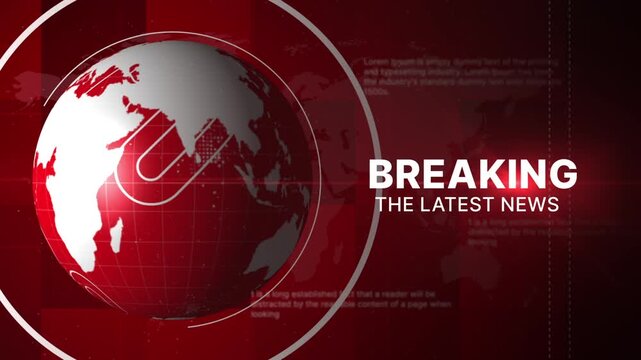 Breaking News Global Broadcast Background with Rotating World Globe &ndash; Red TV News Motion Graphics