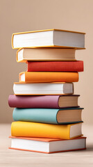 Fototapeta premium Growing stack of colorful advocacy books for commercial education and learning resources