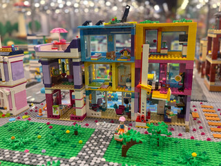 Naklejka premium Colorful modular lego city building