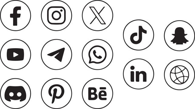 social flat vector icons pack snapchat discord pinterest behance