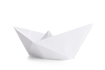 Paper boat on white background