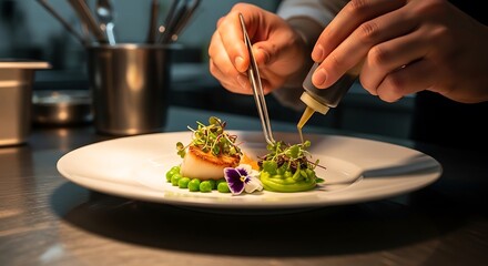 gourmet food preparation in kitchen