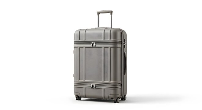 Modern Rugged Hard-Shell Suitcase with Wheels, Durable Travel Luggage Isolated on White Background