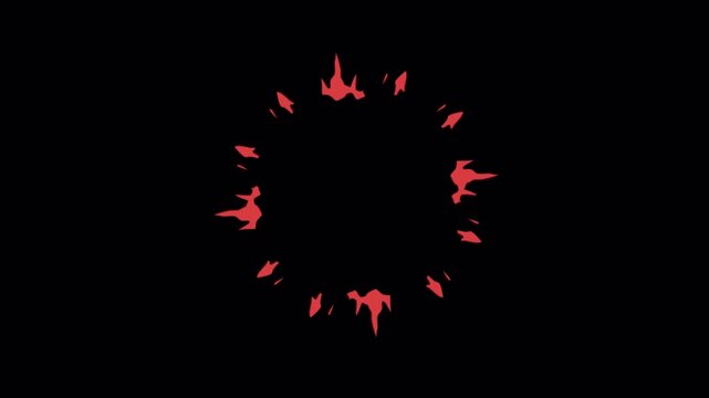 Abstract Red Particles Expanding and Contracting in a Square Shape on Black Background.
