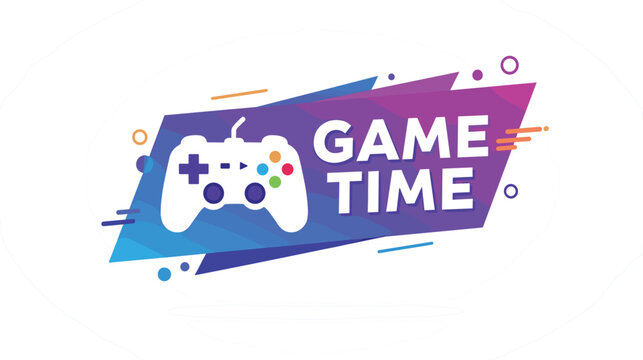 Game Time Typography with Video Game Controller Banner Design for Gaming Events, Streaming Channels, Esports Tournaments, and Entertainment Media Promotions