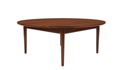 Fototapeta premium Isolated vintage mid-century modern coffee table, minimalist tripod design, wooden surface