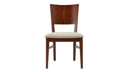 Fototapeta premium Isolated modern chair furniture, light upholstery, wooden frame, no people. Indoor object