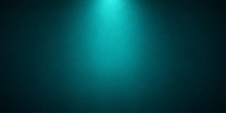 Abstract Teal background in minimalist presentation illuminated by a single spotlight from above, emanating a serene, mysterious ambience.