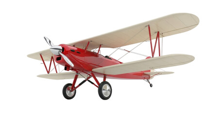Isolated red biplane model in studio setting, perfect for aviation history or scale model themes © Carmen