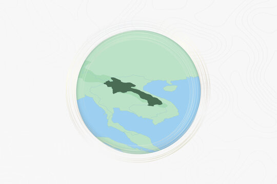 Stylized Map of Laos with Neighboring Areas.