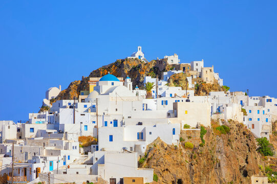 View over the hilltop village of Chora, Chora, Serifos Island, Cyclades Islands, Greece