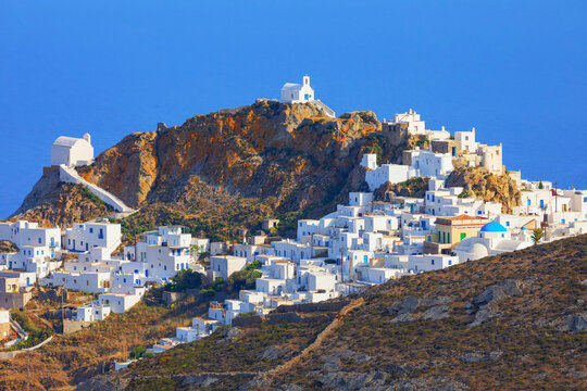 View of Chora village, Chora, Serifos Island, Cyclades Islands, Greece