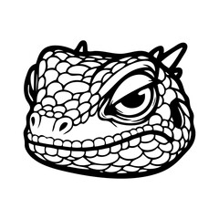 Dibujo sencillo con líneas de la cabeza de un lagarto enojado  © teracreonte