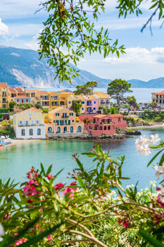 Colourful village of Assos, Kefalonia, Ionian Islands, Greek Islands, Greece