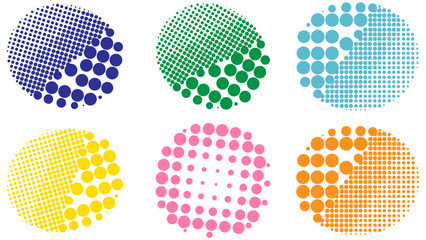 Colorful Halftone Circle Dots Set Abstract Pop Art Gradient Dot Pattern Collection