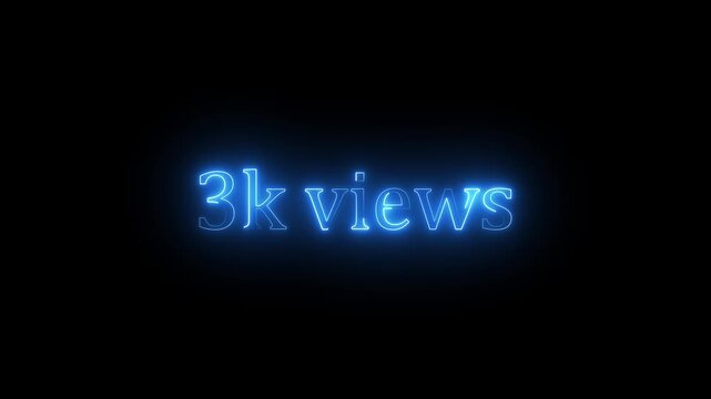 Beautiful Glowing 3K Views Icon Animation Neon Light Style Shiny Social Media Counter Graphic Motion Design Video. 3K Viral Video Views Animation | Eye-Catching Spiral Hypnotic Motion Background | 