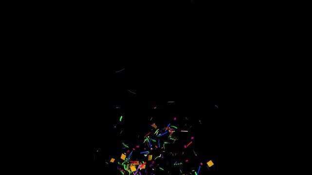 Dynamic 50 Discount Animation with Confetti Burst on Black Background for Sales and Promotions.