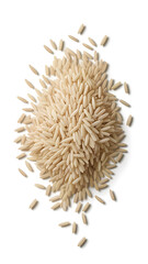 Scattered Pile of Jasmine Long Grain Rice Grains, Healthy Staple Food Ingredient