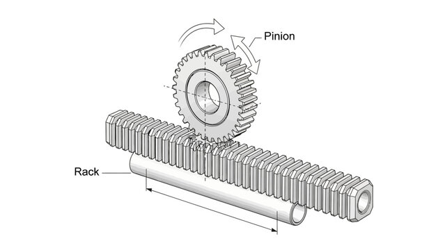 Rack and Pinion Gear System Diagram.