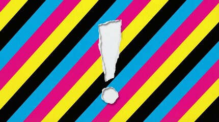 Exclamation Mark Tearing Through Bold Diagonal Stripes Attention.