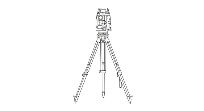 Theodolite on Tripod Equipment Illustration.