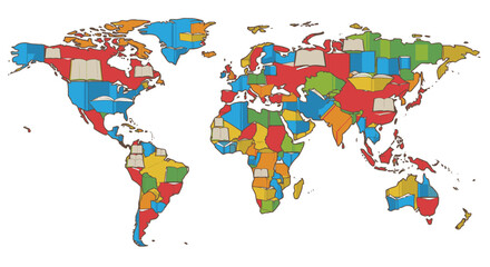 Fototapeta premium Colorful World Map with Country Borders.
