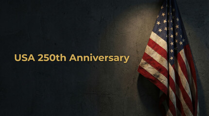 Fototapeta premium USA flag shows the 250th anniversary message, created AI