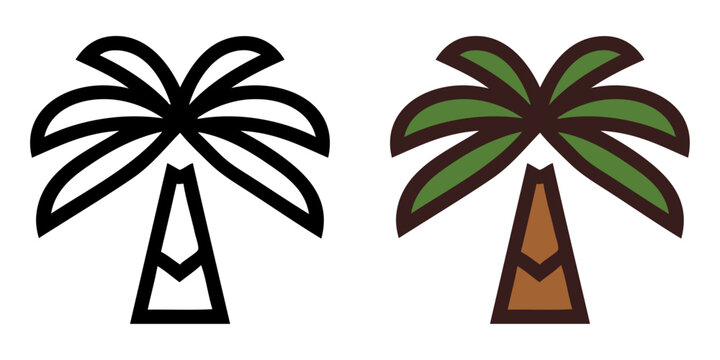 Dibujo sencillo con l&iacute;neas de la palma con y sin relleno de color 