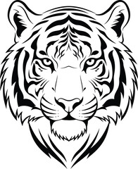 Obraz premium Vector illustration of a tiger head in black and white